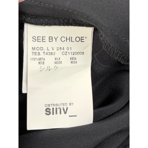 See by Chloé Black Silk Shift Dress with Pockets Size US 2 - Picture 10 of 11